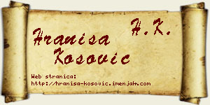 Hraniša Kosović vizit kartica